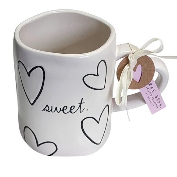 Rae Dunn Sweet Hearts Ivory‎ Ceramic Coffee Mug 16oz Double Sided Design - Picture 10 of 10